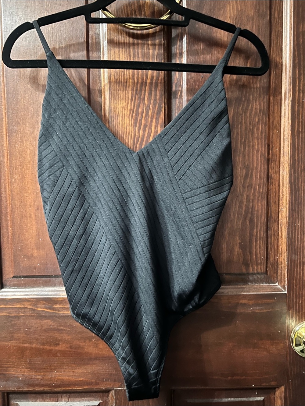 Beach Riot Women’s Black Ribbed V-Neck One Piece Swim Suit Bathing Suit Small